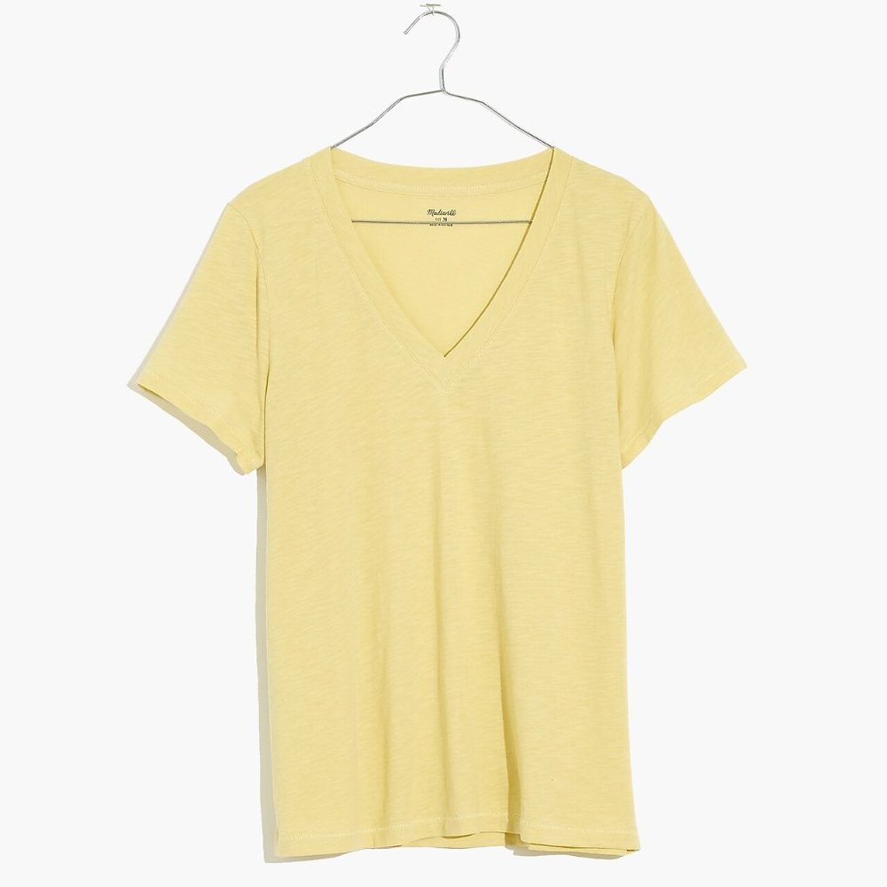[NWT] Madewell Cotton V-Neck Tee in Crisp Pear